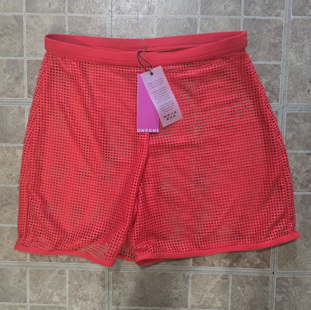 NWT OneOne Juana Julia Red Mesh Shorts Large
